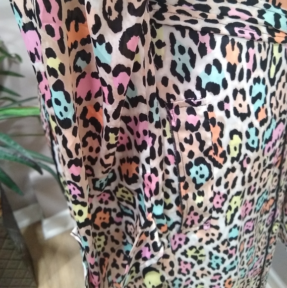 BCBG Maxazria Multi Color Animal Print Trench Style Duster - Picture 9 of 16